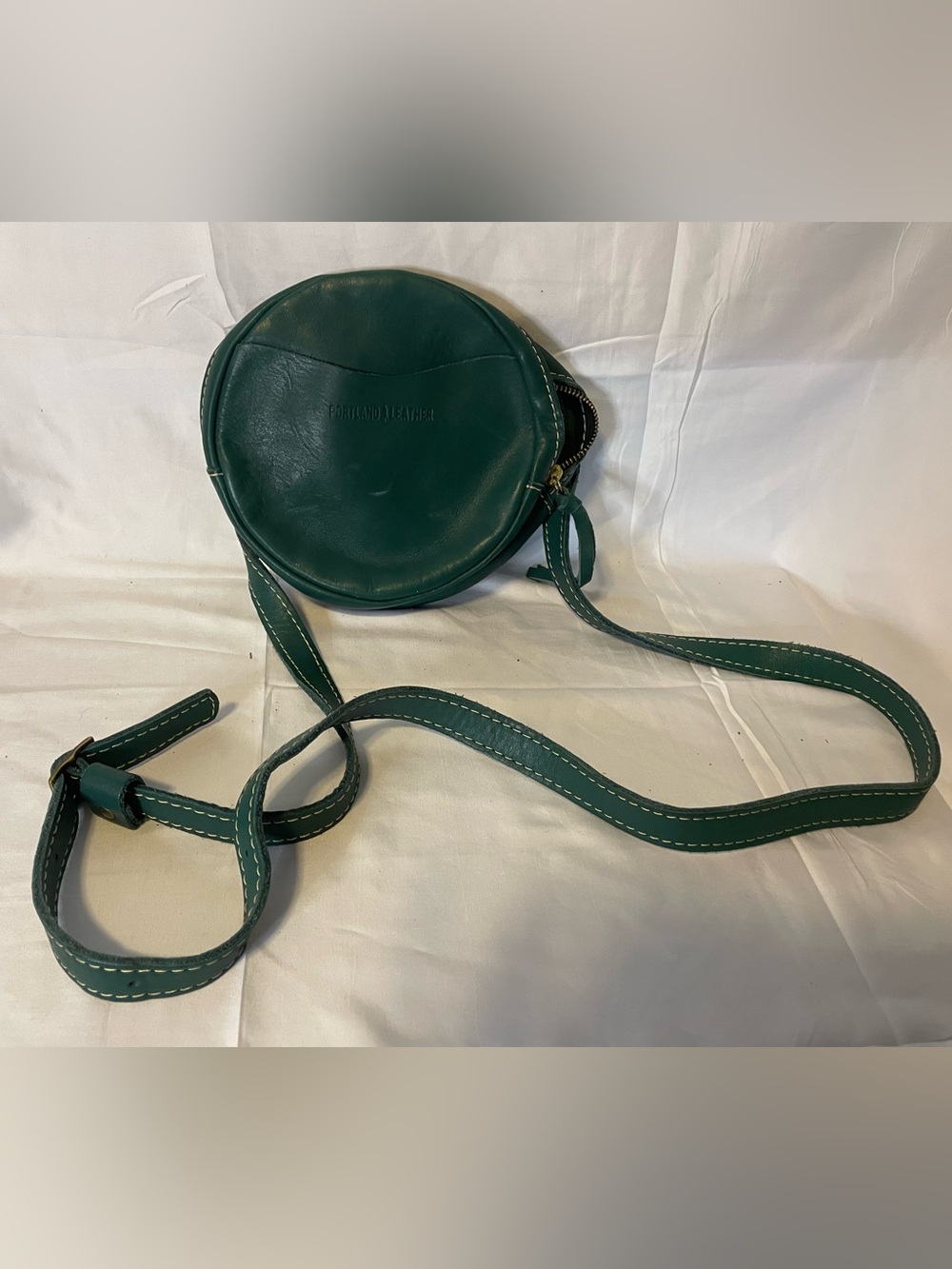 Green Round Crossbody Bag by Portland Leather
